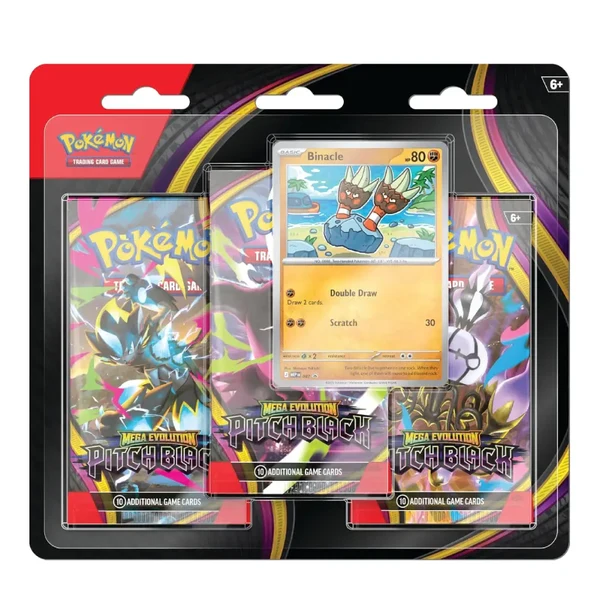 Pokemon Mega Evolution | Pitch Black Blister Packs | 3 Packs + Card